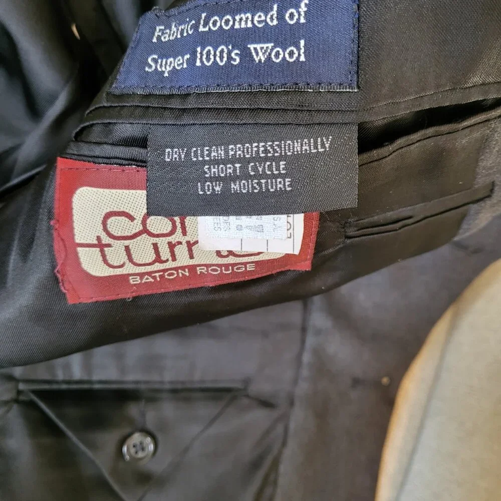 Vintage Burberrys Suit Jacket Sportscoat Super 100s Wool Black Men's 42R FLAWED